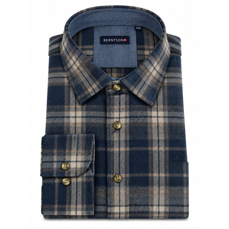 BERNTSON skjorte - Navy Beige Check