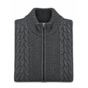 BERNTSON Kabelstrikcardigan - Antracit Melange