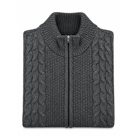 BERNTSON Kabelstrikcardigan - Antracit Melange