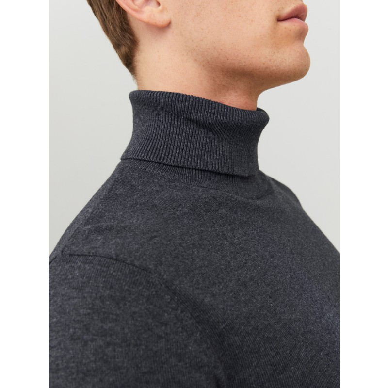 JACK & JONES Emil roll neck striktrøje - Dark Grey Melange