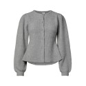 PIECES Silly puff strikcardigan - Medium Grey Melange