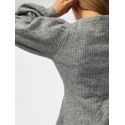 PIECES Silly puff strikcardigan - Medium Grey Melange
