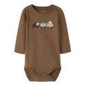 NAME IT BABY dreng - Rotram langærmet body - Sepia