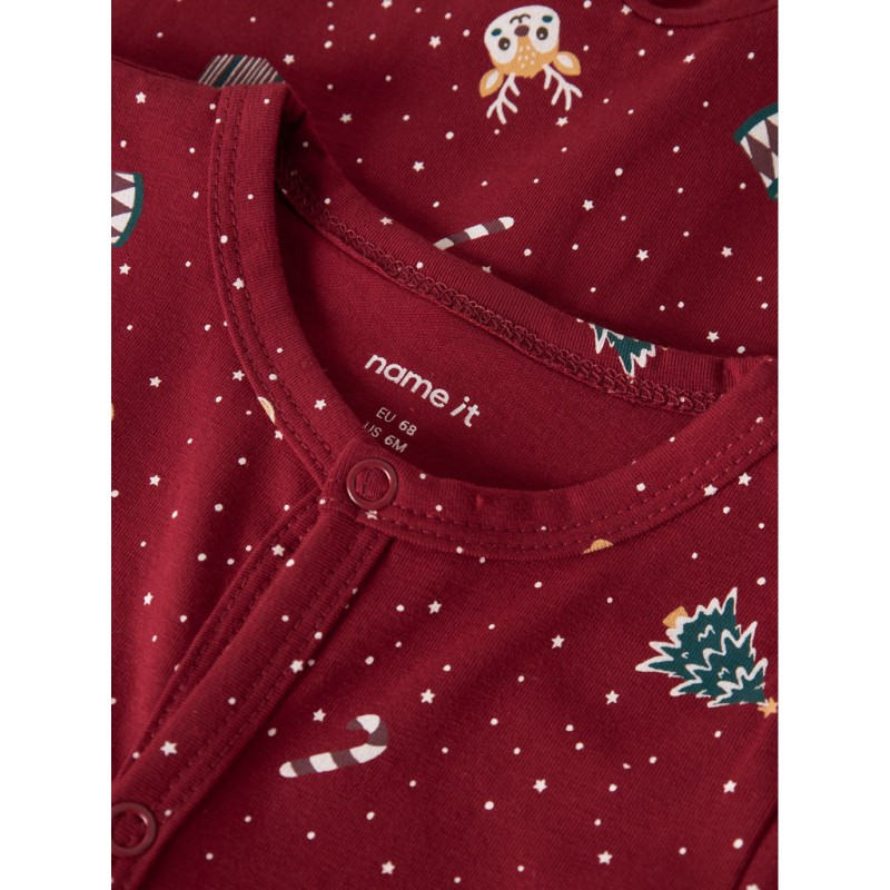 NAME IT BABY Vismas natdragt - Red Dahlia / Christmas