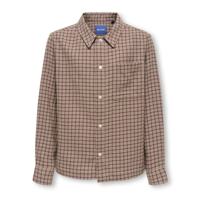 ONLY & SONS JUNIOR Hale flannel check skjorte - Travertine