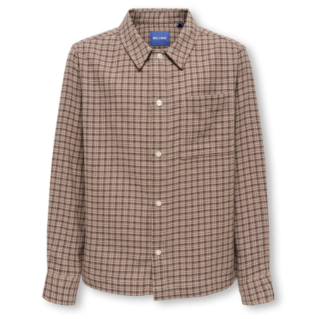ONLY & SONS JUNIOR Hale flannel check skjorte - Travertine