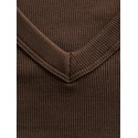 JJXX Fiffi 3/4 ærme rib v-hals bluse - Demitasse