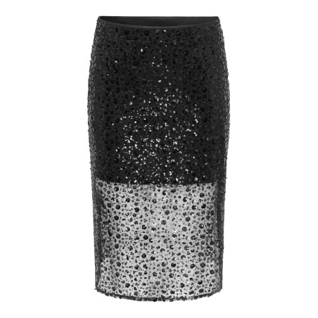 ONLY CARMAKOMA Hilo sequins midaxi nederdel - Black