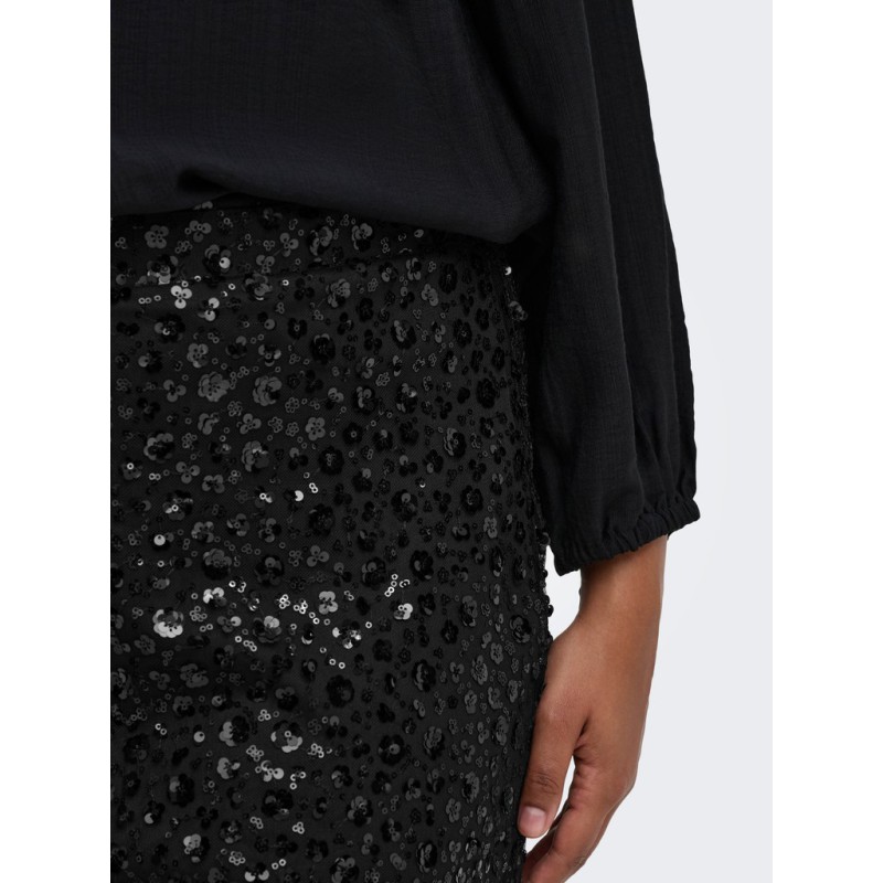 ONLY CARMAKOMA Hilo sequins midaxi nederdel - Black