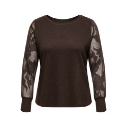 ONLY CARMAKOMA Amilla mix bluse - Coffee Bean