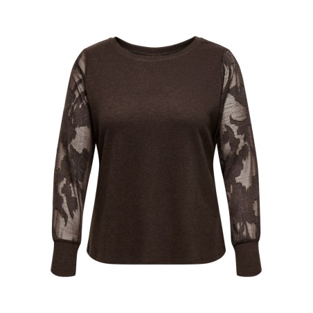 ONLY CARMAKOMA Amilla mix bluse - Coffee Bean