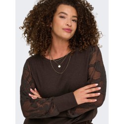 ONLY CARMAKOMA Amilla mix bluse - Coffee Bean