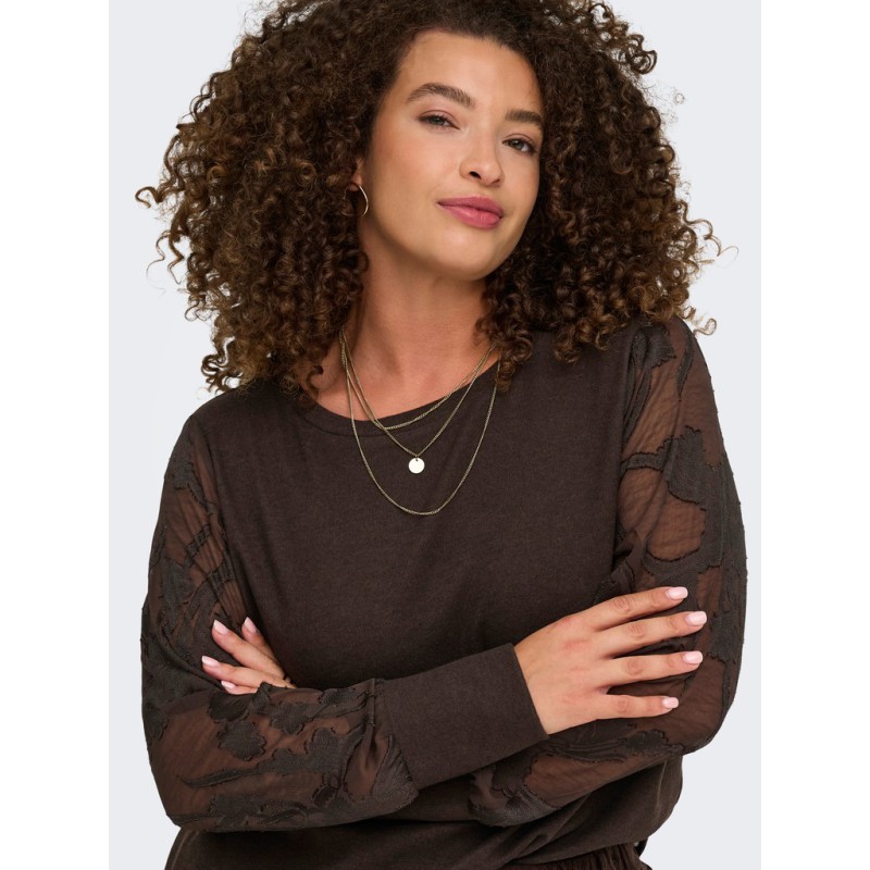 ONLY CARMAKOMA Amilla mix bluse - Coffee Bean