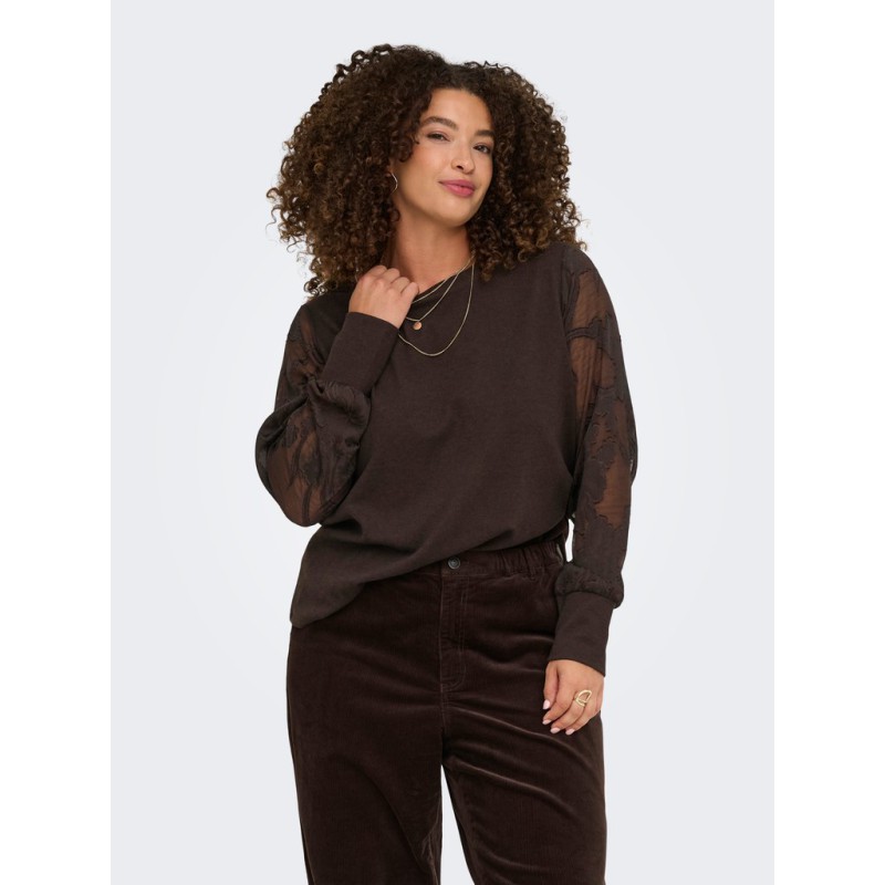 ONLY CARMAKOMA mix bluse - Coffee Bean