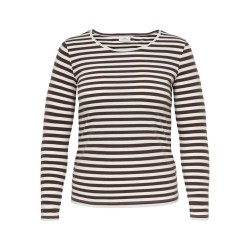 ONLY CARMAKOMA Chili langærmet bluse - Coffee Bean / Cloud dancer