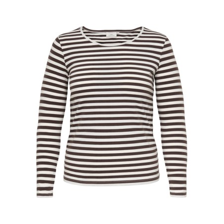 ONLY CARMAKOMA Chili langærmet bluse - Coffee Bean / Cloud dancer