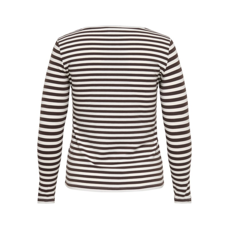 ONLY CARMAKOMA Chili langærmet bluse - Coffee Bean / Cloud dancer