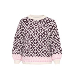 ONLY CARMAKOMA Caro striktrøje - Birch / Fig / Cyclamen