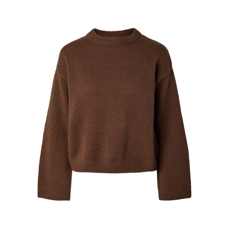 PIECES Iva fringes striktrøje - Downtown Brown