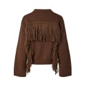 PIECES Iva fringes striktrøje - Downtown Brown