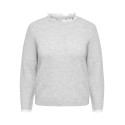 ONLY CARMAKOMA Cher detail striktrøje - Light Grey Melange
