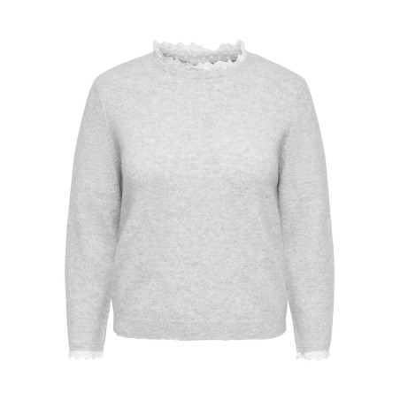 ONLY CARMAKOMA Cher detail striktrøje - Light Grey Melange