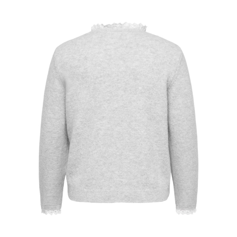 ONLY CARMAKOMA Cher detail striktrøje - Light Grey Melange