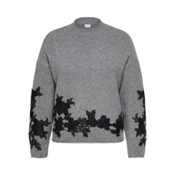 ONLY CARMAKOMA Lisa high neck detail striktrøje - Medium Grey Melange