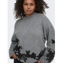 ONLY CARMAKOMA Lisa high neck detail striktrøje - Medium Grey Melange