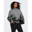 ONLY CARMAKOMA Lisa high neck detail striktrøje - Medium Grey Melange