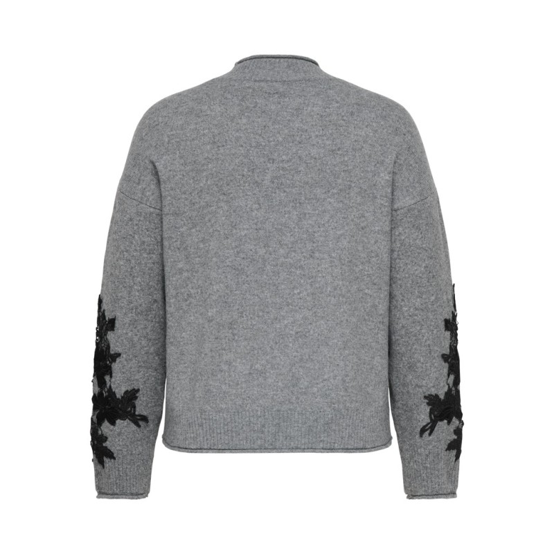 ONLY CARMAKOMA Lisa high neck detail striktrøje - Medium Grey Melange