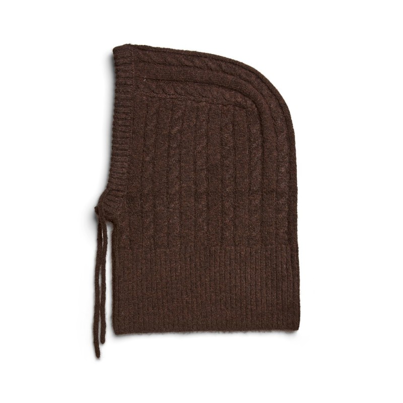 PIECES Nambi cable balaclava - Hot Fudge