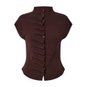 PIECES Cilla button striktop - Hot Fudge