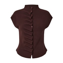 PIECES Cilla button striktop - Hot Fudge