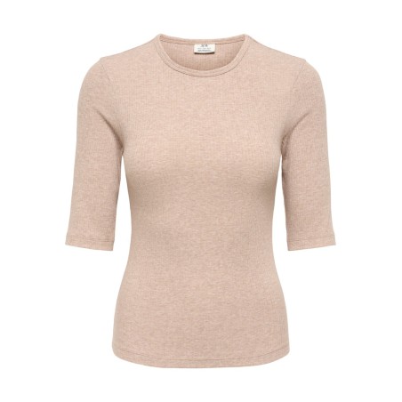 JDY Reno 2/4 rib bluse - Oatmeal / Melange