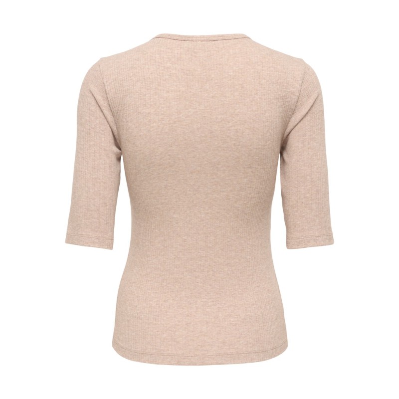 JDY Reno 2/4 rib bluse - Oatmeal / Melange