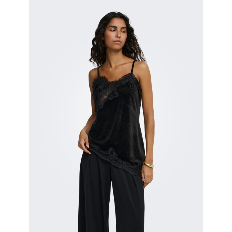 JDY Valerie velvet lace top - Black