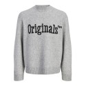 JACK & JONES Montereal ollie jaquard striktrøje - Light Grey Melange