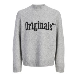 JACK & JONES Montereal ollie jaquard striktrøje - Light Grey Melange