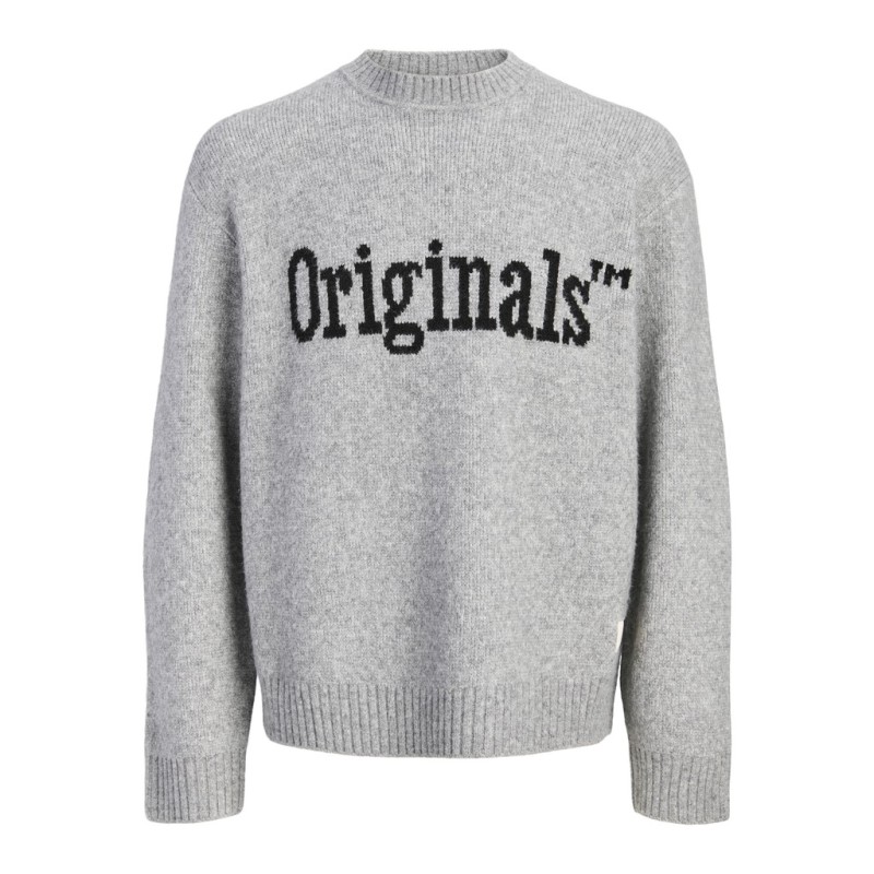 JACK & JONES Montereal ollie jaquard striktrøje - Light Grey Melange