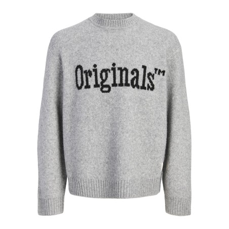 JACK & JONES Montereal ollie jaquard striktrøje - Light Grey Melange