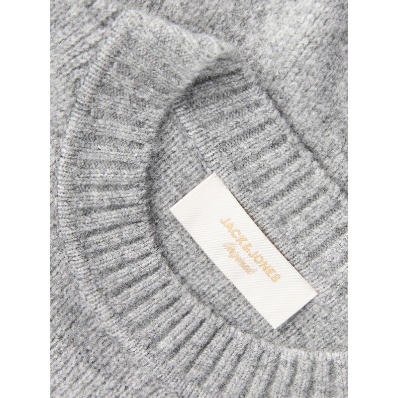 JACK & JONES Montereal ollie jaquard striktrøje - Light Grey Melange