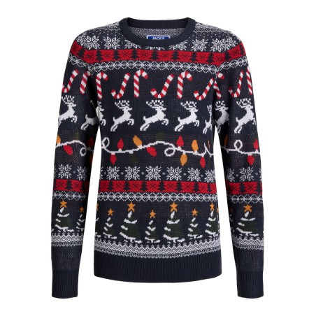 JACK & JONES JUNIOR Xmas santa striktrøje - Navy Blazer / Reindeer