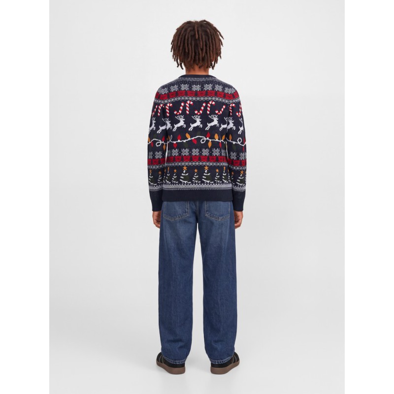 JACK & JONES JUNIOR Xmas santa striktrøje - Navy Blazer / Reindeer