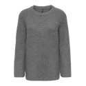 ONLY Maggie long striktrøje - Medium Grey Melange