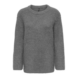 ONLY Maggie lang striktrøje - Medium Grey Melange