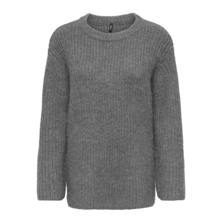 ONLY Maggie long striktrøje - Medium Grey Melange