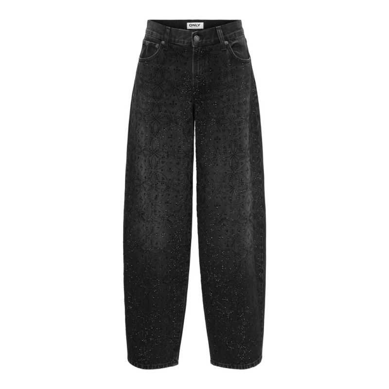 ONLY Gianna rhinestone denim jeans - Washed Black / Rhinestones