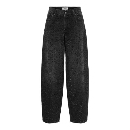 ONLY Gianna rhinestone denim jeans - Washed Black / Rhinestones