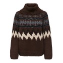 ONLY Cosy fairisle gighneck striktrøje - Coffee Bean